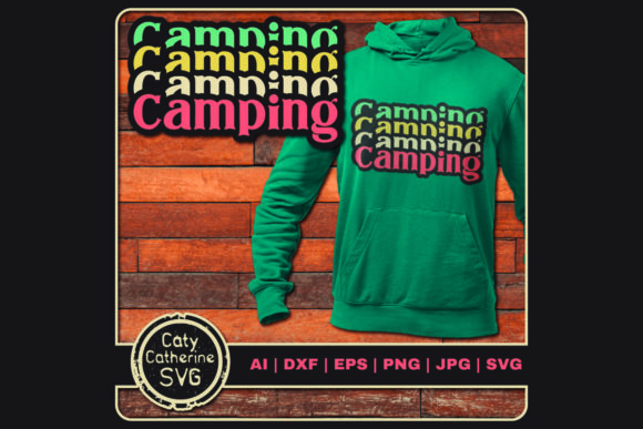 Camping Retro Graphic Stacked Letters
