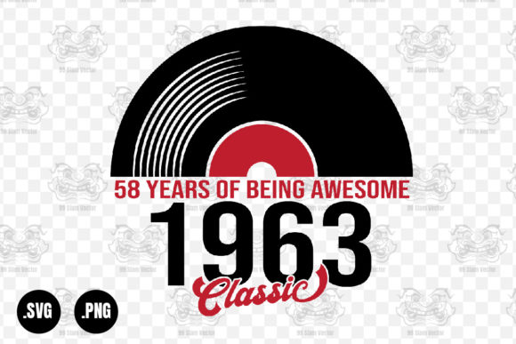 Classic 1963 Vinyl Music, 58 Years Svg
