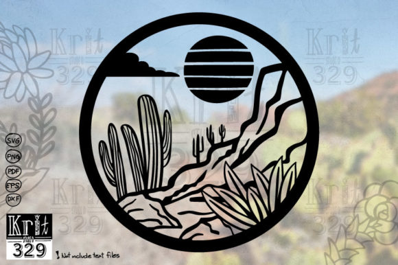 Desert Retro Sun Circle Frame SVG