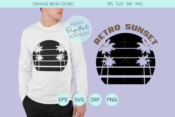 Retro Palm Silhouette. Beach Sunset Svg