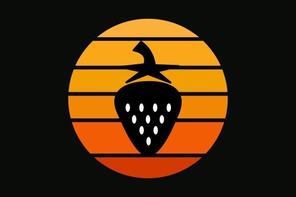 Retro Sun with Fruit Silhouette SVG
