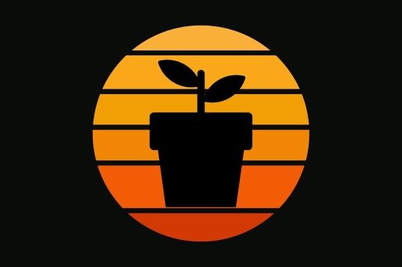 Retro Sun with Spring Silhouette SVG